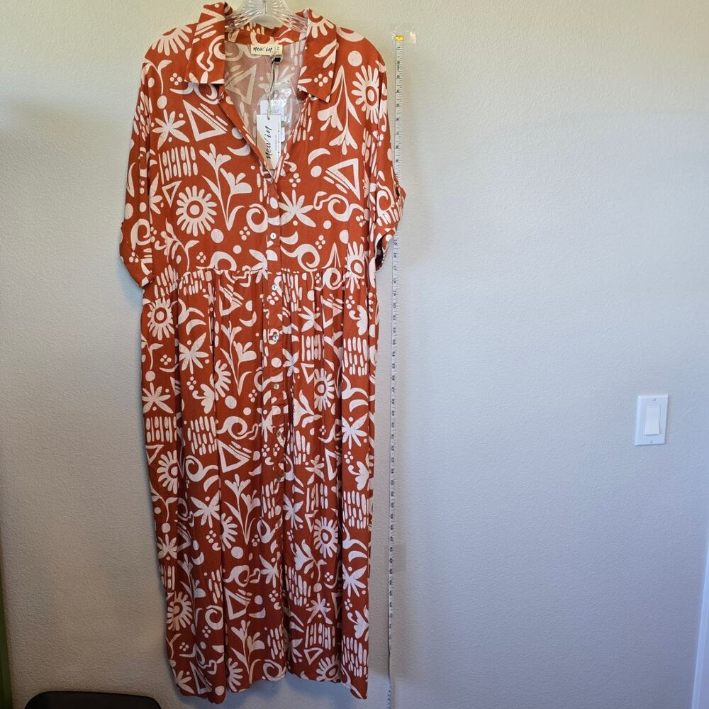 New In Rayon Summer Dress in Sunset Orange Size 3X